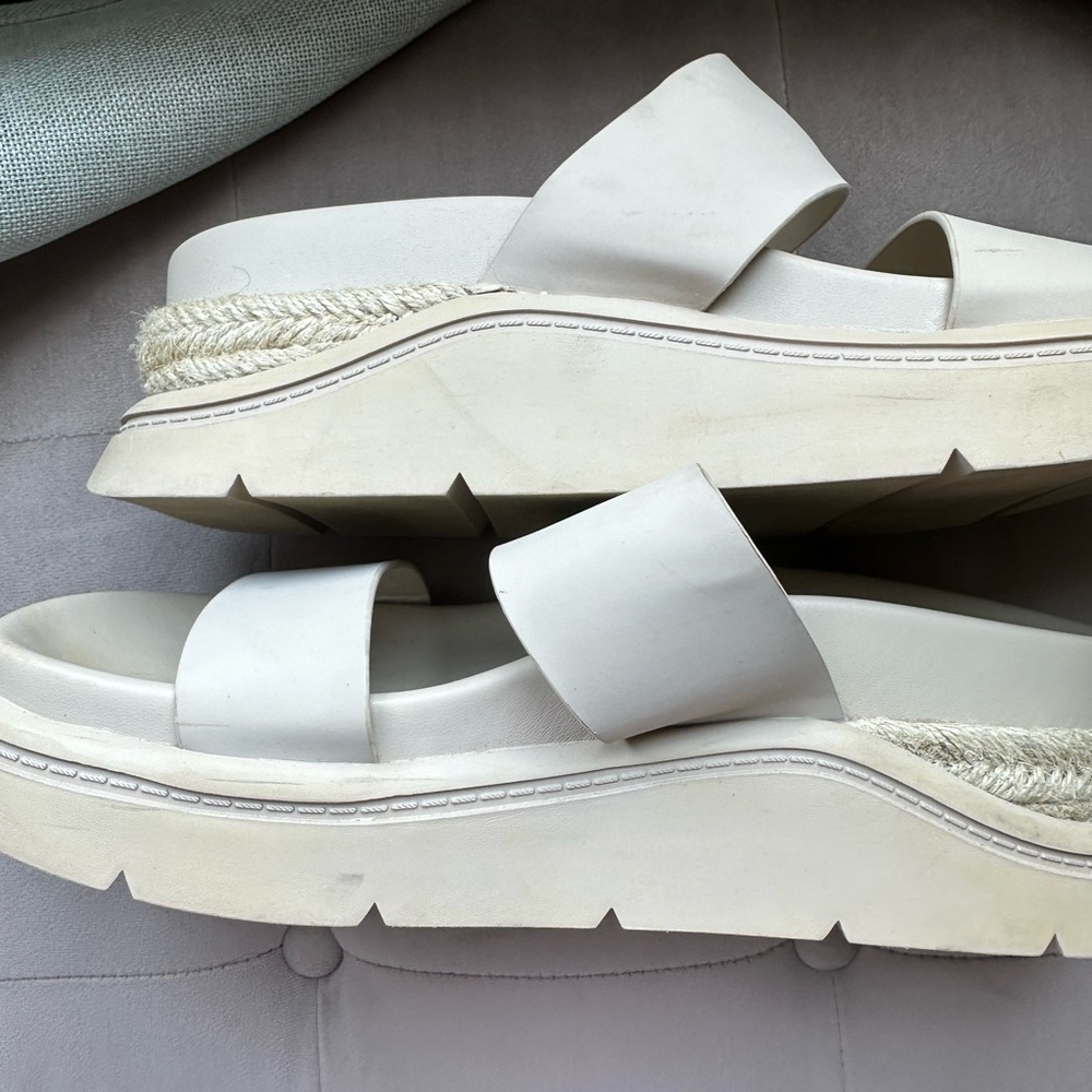 Zara Cream Platform Slide Sandals